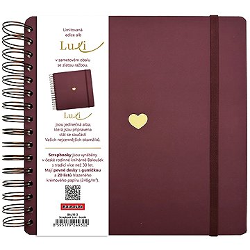 BALOUŠEK TISK Scrapbook Luxi, 210 × 210 mm, lamino, bordó