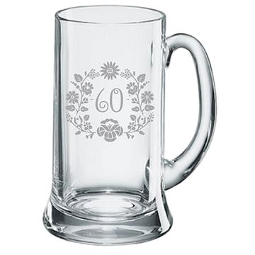 

B.Bohemian Pivní půllitr 0,5 l Jubileum 60 let motiv květinky