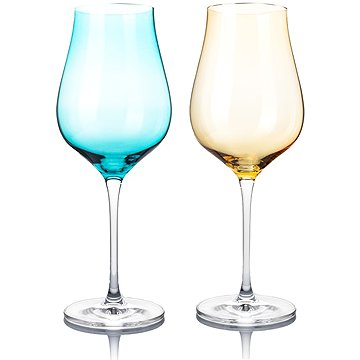

B.BOHEMIAN DION Sada sklenic na víno 500 ml Mix Blue and Yellow 2 ks