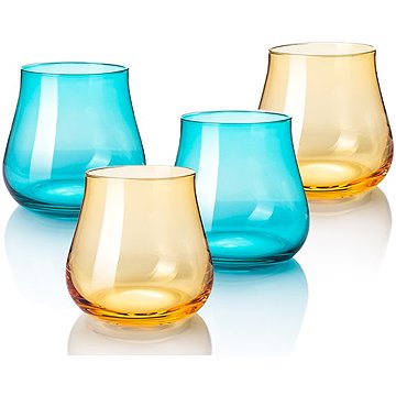 

B.BOHEMIAN DION Sada sklenic 340 ml Mix Blue and Yellow 4 ks