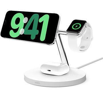 

Belkin Boost Charge Pro Qi2 3v1 pro iPhone/Apple Watch/AirPods, bílá
