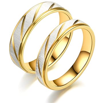 

STYLE4 Prsten pro páry (1 kus) - Wedding, stříbrno - zlatá ocel, 65-66 (šířka 6mm)