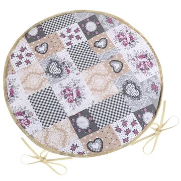 

BELLATEX Sedák DITA 79/408 - kulatý, hladký, prům.40cm, patchwork love