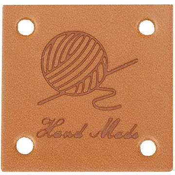 

BELLATEX G - nášivka Hand Made kožená 25 × 25 mm s klubíčkem - sada 4 ks
