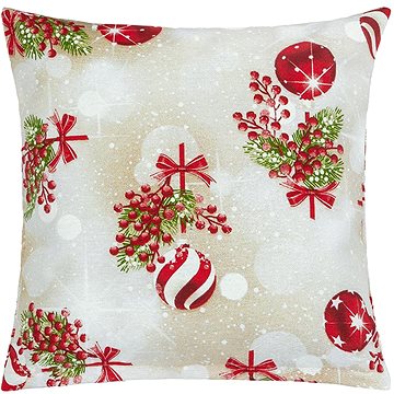 

BELLATEX Vánoce polštářek 45 × 45 cm 55 / 123 vánoční koule a cesmína
