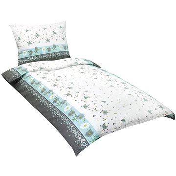 

Bellatex povlečení krep 80/561 tyrkysový květ s pruhem 140x220, 70x90