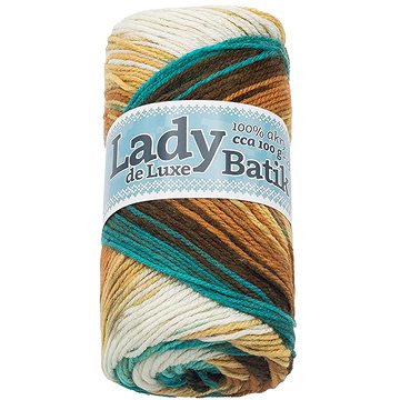 

Bellatex Příze Lady de Luxe Batik 100 g - 610 tyrkysová, béžová