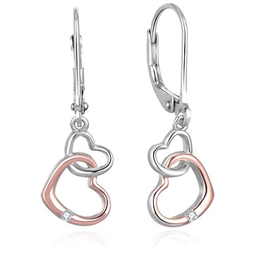 

Beneto Romantické stříbrné bicolor náušnice se srdíčky AGUC2608 (Ag925/1000; 1,8 g)