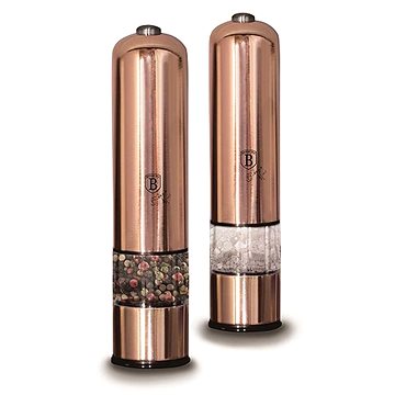 

BERLINGERHAUS Mlýnek na pepř a sůl elektrický, sada 2 ks Rosegold Metallic Line oblý