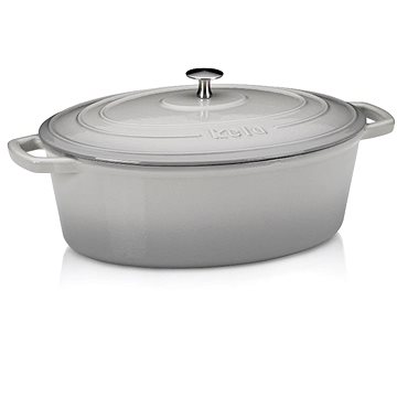

KELA Calido litinový oválný s poklicí 35 × 26 cm světle šedý