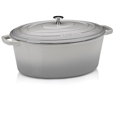 

KELA Calido litinový oválný s poklicí 36 × 29 cm světle šedý