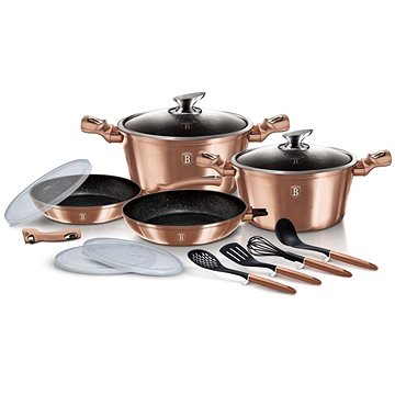 

BERLINGERHAUS Sada nádobí s mramorovým povrchem 13 ks Rosegold Metallic Line