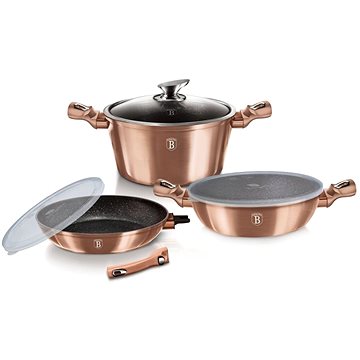 

BERLINGERHAUS Sada nádobí s mramorovým povrchem 6 ks Rosegold Metallic Line II