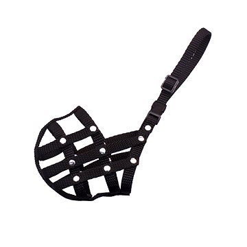 

Bafpet Popruhový náhubek, pletený, černý, OČ 20cm, DČ 7cm, OK 41-55cm, 19703D