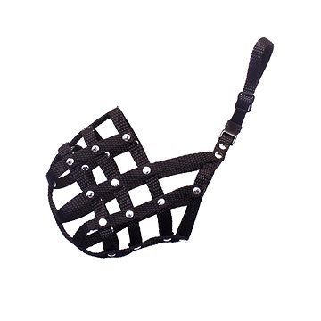 

Bafpet Popruhový náhubek, pletený, černý, OČ 30cm, DČ 9cm, OK 44-59cm, 19704D