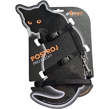 

Bafpet Set CAT kšíry + vodítko, Černá, 120cm /OK 19-26cm, OH 24-37cm/ 20410J