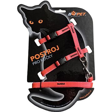 

Bafpet Set CAT kšíry + vodítko, Růžová, 120cm /OK 19-26cm, OH 24-37cm/ 20410N