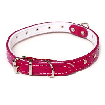 

Bafpet Kožený zdobený obojek Stella podšitý filcem - Fuchsie, 18mm × 50cm /40-46/ 01114