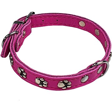 

Bafpet Semišový obojek zdobený tlapičkami - Fuchsie, 16mm × 40cm /31-38/ 02107T