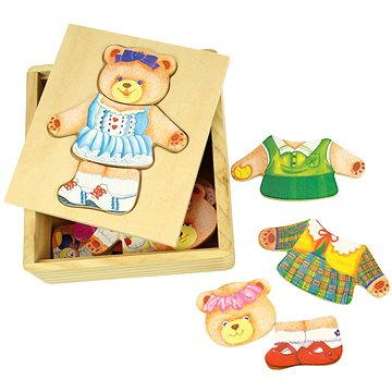 

Dřevěné oblékací puzzle v krabičce - Paní Medvědice