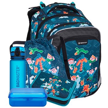 BAGMASTER LUMI 24 E velký školní set pro prvňáčky – kostičková říše