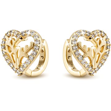 

Biju Pozlacené náušnice 14K kroužek, srdce se stromem života a čirými zirkony 1002900
