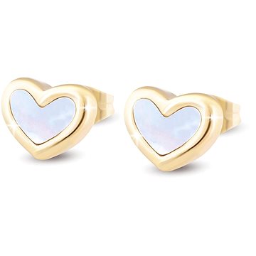 

Biju Pozlacené náušnice z chirurgické oceli 18K, srdíčko s perletí 1002011