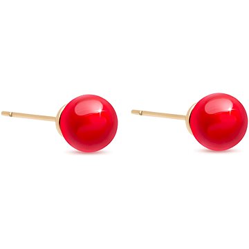 

Biju Pozlacené náušnice 18K pecky, červená perlička 8 mm, 1003199