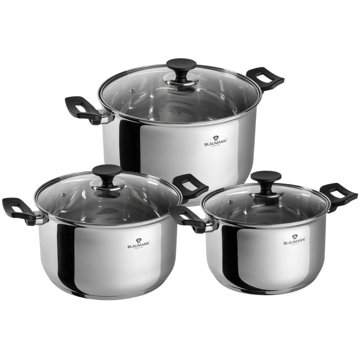 

Blaumann Gourmet Line Sada nádobí 6 ks 16/18/20 cm černé rukojeti nerez