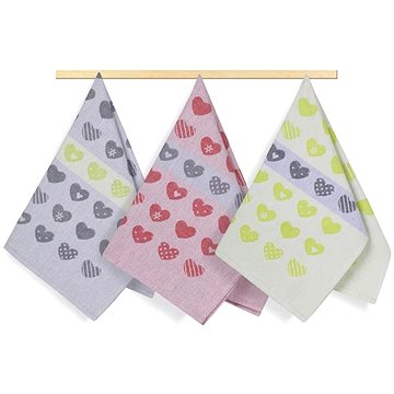 

Bellatex Sada 3 kusů - 50 × 70 cm - srdíčka