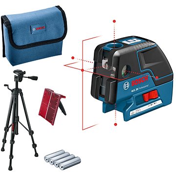 

BOSCH Professional Křížový laser samonivelační GCL25 BT150 0.601.066.B01 (4 X AA)