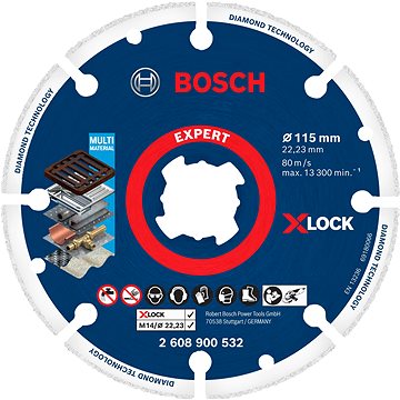 

BOSCH Řezný kotouč EXPERT Diamond Metal Wheel X-LOCK 115 × 22,23 mm 2.608.900.532