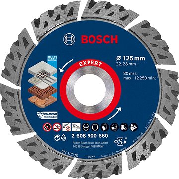 

BOSCH Diamantový řezný kotouč EXPERT MultiMaterial 125 × 22,23 × 2,2 × 12 mm 2.608.900.660