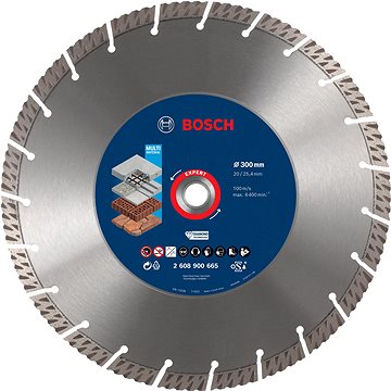

BOSCH Diamantový dělicí kotouč EXPERT MultiMaterial 300 × 20/25,40 × 3 × 15 mm 2.608.900.665