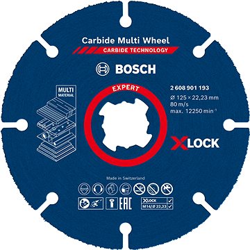 

BOSCH Víceúčelový řezný kotouč EXPERT Carbide Multi Wheel X-LOCK 125 mm, 22,23 mm 2.608.901.193