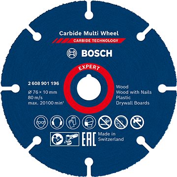 

BOSCH Víceúčelový řezný kotouč EXPERT Carbide Multi Wheel 76 mm, 10 mm 2.608.901.196