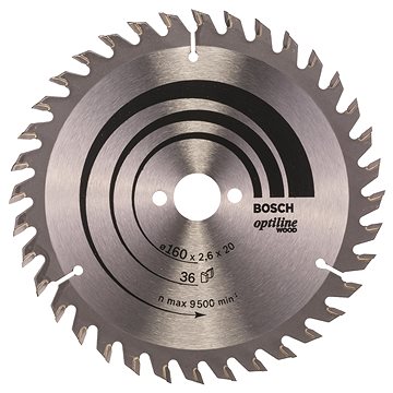 

BOSCH Pilový kotouč Optiline Wood 160 × 20/16 × 2,6 mm, 36 2.608.640.597