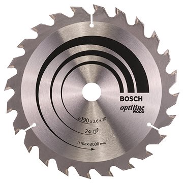 

BOSCH Pilový kotouč Optiline Wood 190 × 20/16 × 2,6 mm, 24 2.608.640.612