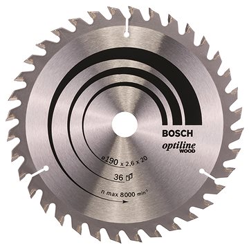 

BOSCH Pilový kotouč Optiline Wood 190 × 20/16 × 2,6 mm, 36 2.608.640.613