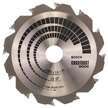 

BOSCH Pilový kotouč Construct Wood 180 × 30/20 × 2,6 mm 2.608.640.632