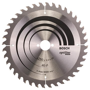 

BOSCH Pilový kotouč Optiline Wood 250 × 30 × 3,2 mm, 40 2.608.640.728