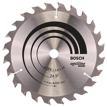 

BOSCH Pilový kotouč Optiline Wood 184 × 16 × 2,6 mm, 24 2.608.640.817