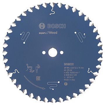 

BOSCH Pilový kotouč Expert for Wood 184 × 16 × 2,6 mm, 40 2.608.644.036