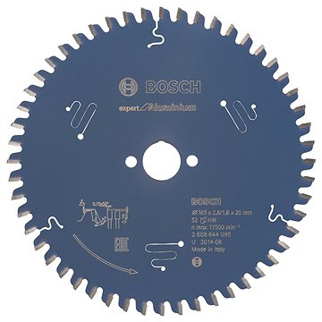 

BOSCH Pilový kotouč Expert for Aluminium 165 × 20 × 2,6 mm, 52 2.608.644.095