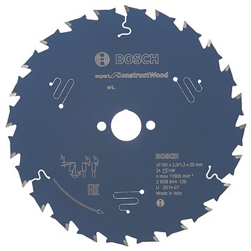 

BOSCH Pilový kotouč Expert for Construct Wood 160 × 20 × 2,0 mm, 24 2.608.644.136