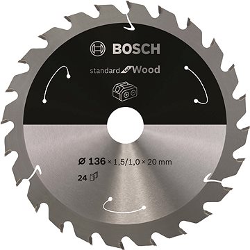 

BOSCH Pilový kotouč Standard for Wood pro akumulátorové pily 136 × 1,5/1 × 20 T24 2.608.837.668