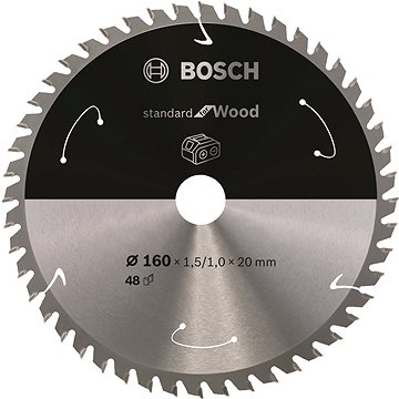 

BOSCH Pilový kotouč Standard for Wood pro akumulátorové pily 160 × 1,5/1 × 20 T48 2.608.837.678
