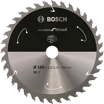 

BOSCH Pilový kotouč Standard for Wood pro akumulátorové pily 165 × 1,5/1 × 20 T36 2.608.837.686