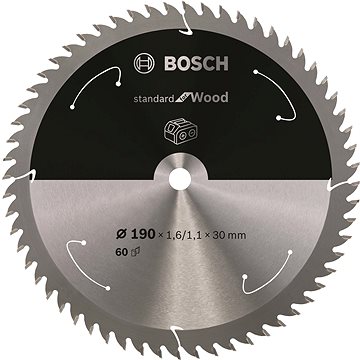 

BOSCH Pilový kotouč Standard for Wood pro akumulátorové pily 190 × 1,6/1,1 × 30 T60 2.608.837.711