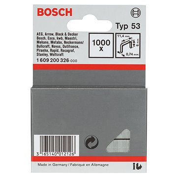 

BOSCH Sponky do sponkovačky z tenkého drátu, typ 53 11,4 × 0,74 × 6 mm 1.609.200.326